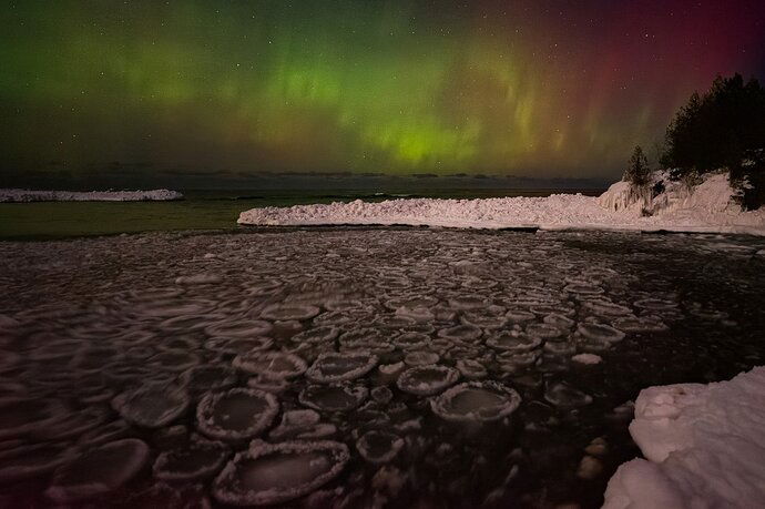 Lake Superior Aurora over the pancakes