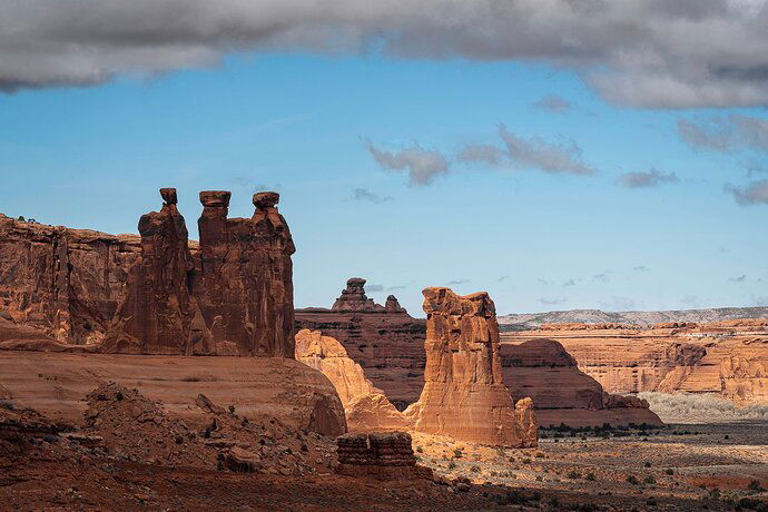 Dappled Light on Courthouse Towers, Arches NP