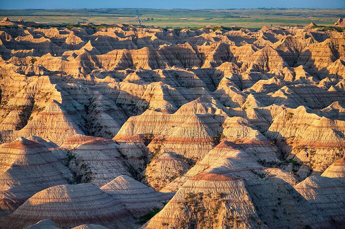 Aerial View of Sunrise in Badlands