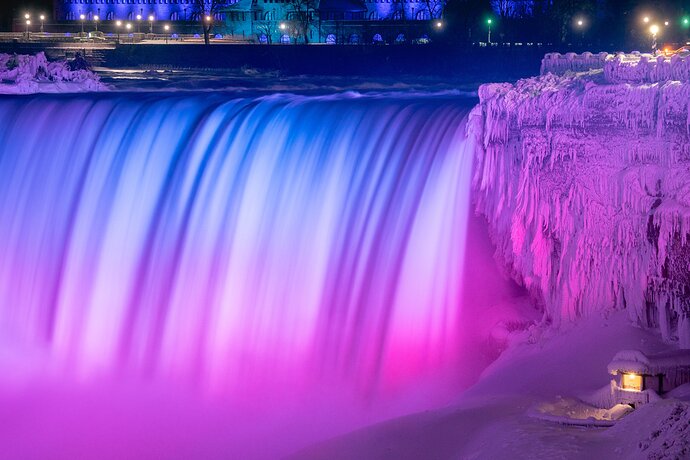 Niagara Falls on a cold night