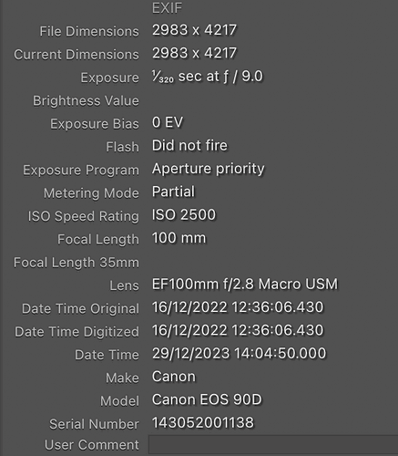 Metadata screenshot