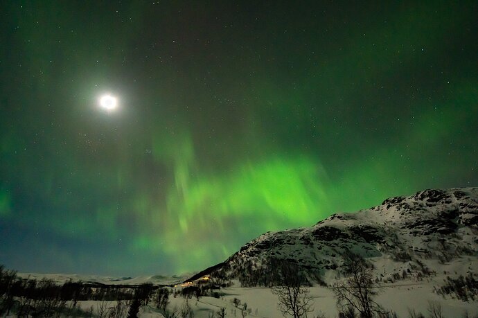 Northern Lights & Moon