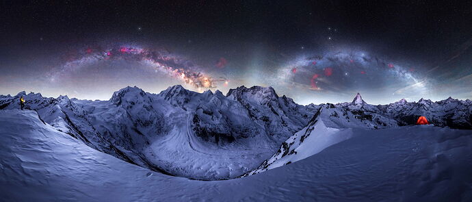 Double Milky Way Arch Over Matterhorn by AF