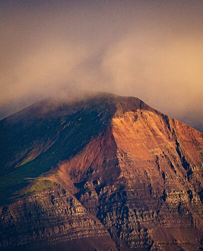 Fog Capped Icelandic Mountain