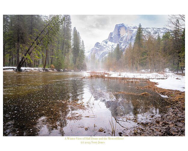 A Winter View of Half Dome and the Merced River